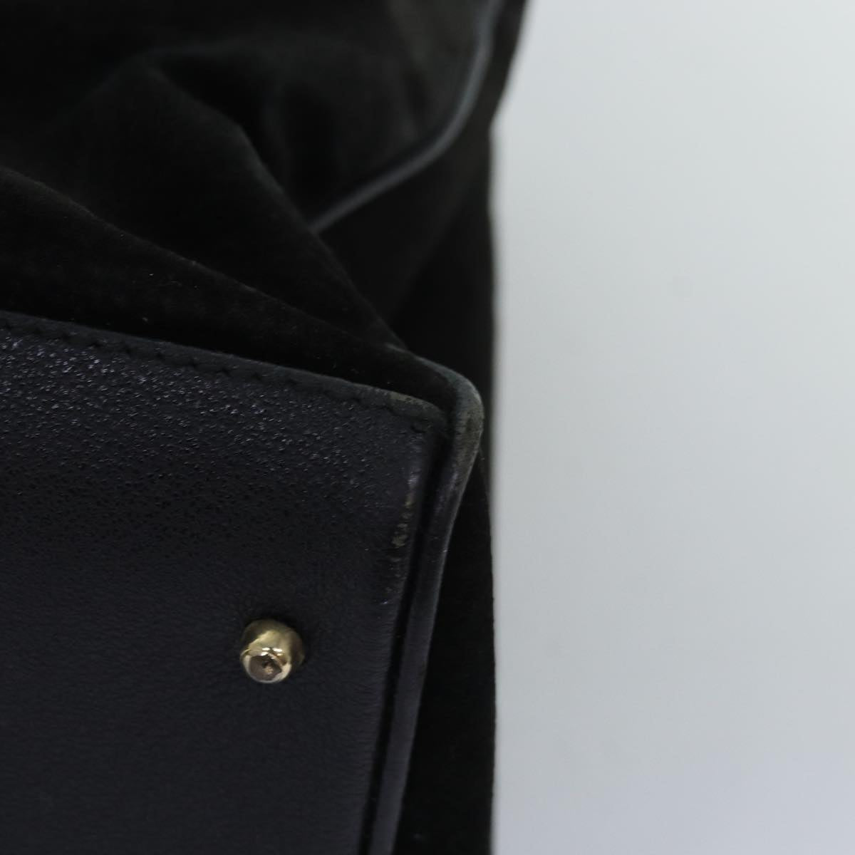 GUCCI Bamboo Hand Bag Suede 2way Black 002 123 0322 73157