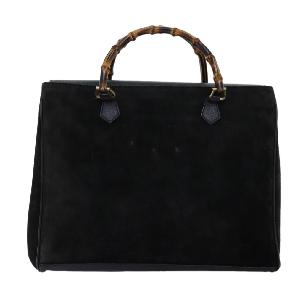 GUCCI Bamboo Hand Bag Suede 2way Black 002 123 0322 73157