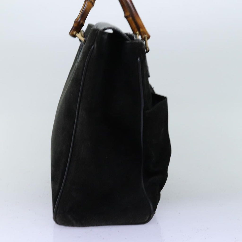 GUCCI Bamboo Hand Bag Suede 2way Black 002 123 0322 73157