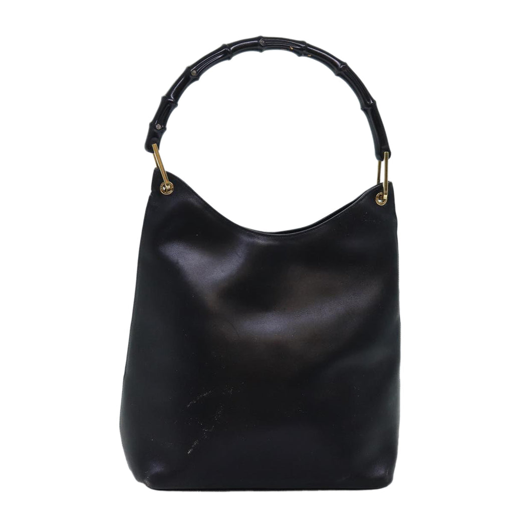 GUCCI Bamboo Shoulder Bag Leather Black 0013006 73163