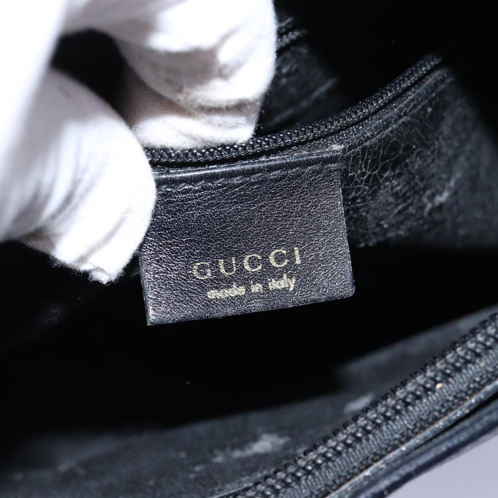 GUCCI Bamboo Shoulder Bag Leather Black 0013006 73163