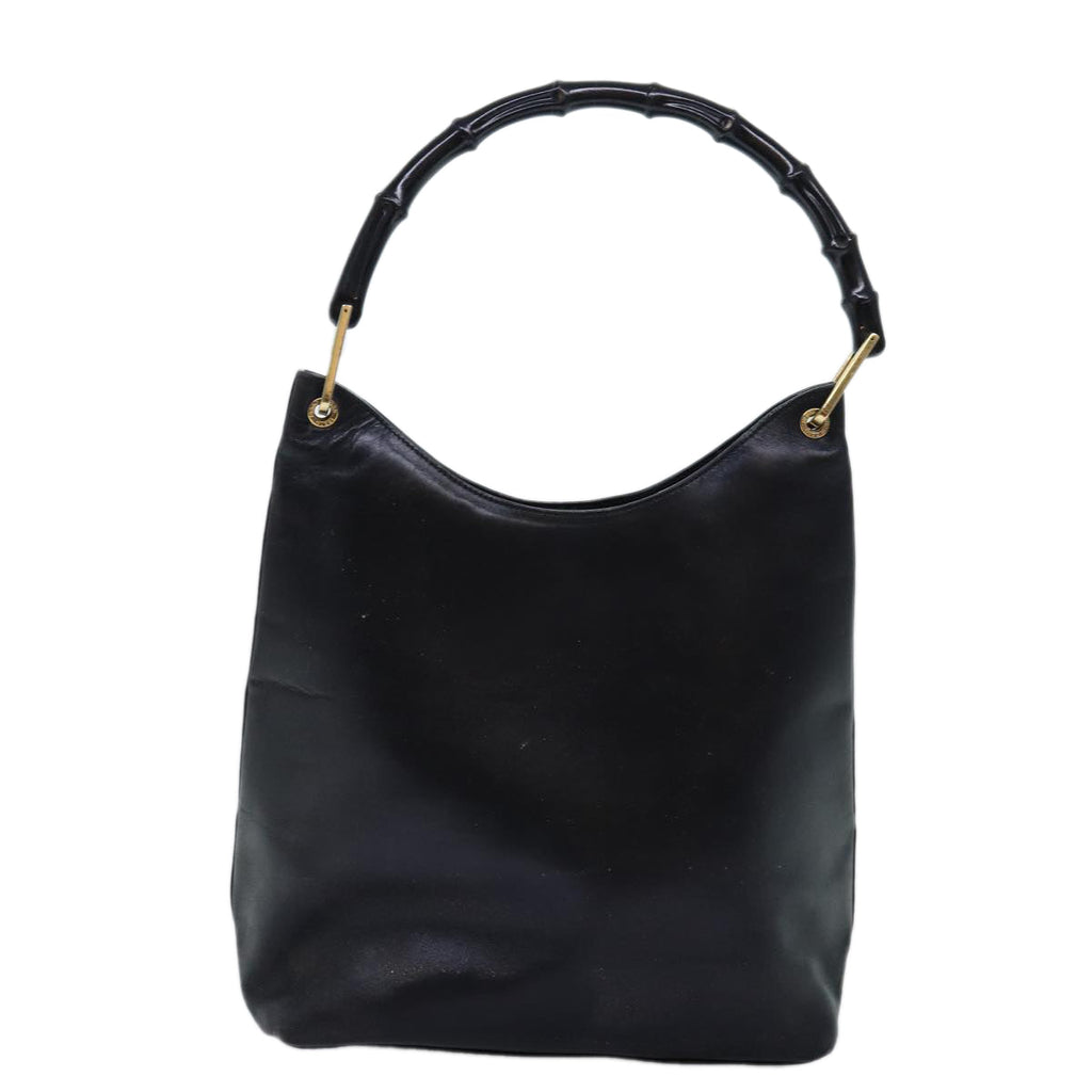 GUCCI Bamboo Shoulder Bag Leather Black 0013006 73163