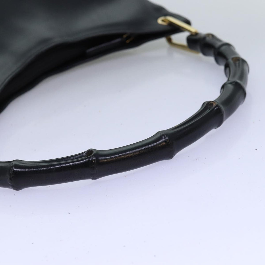 GUCCI Bamboo Shoulder Bag Leather Black 0013006 73163