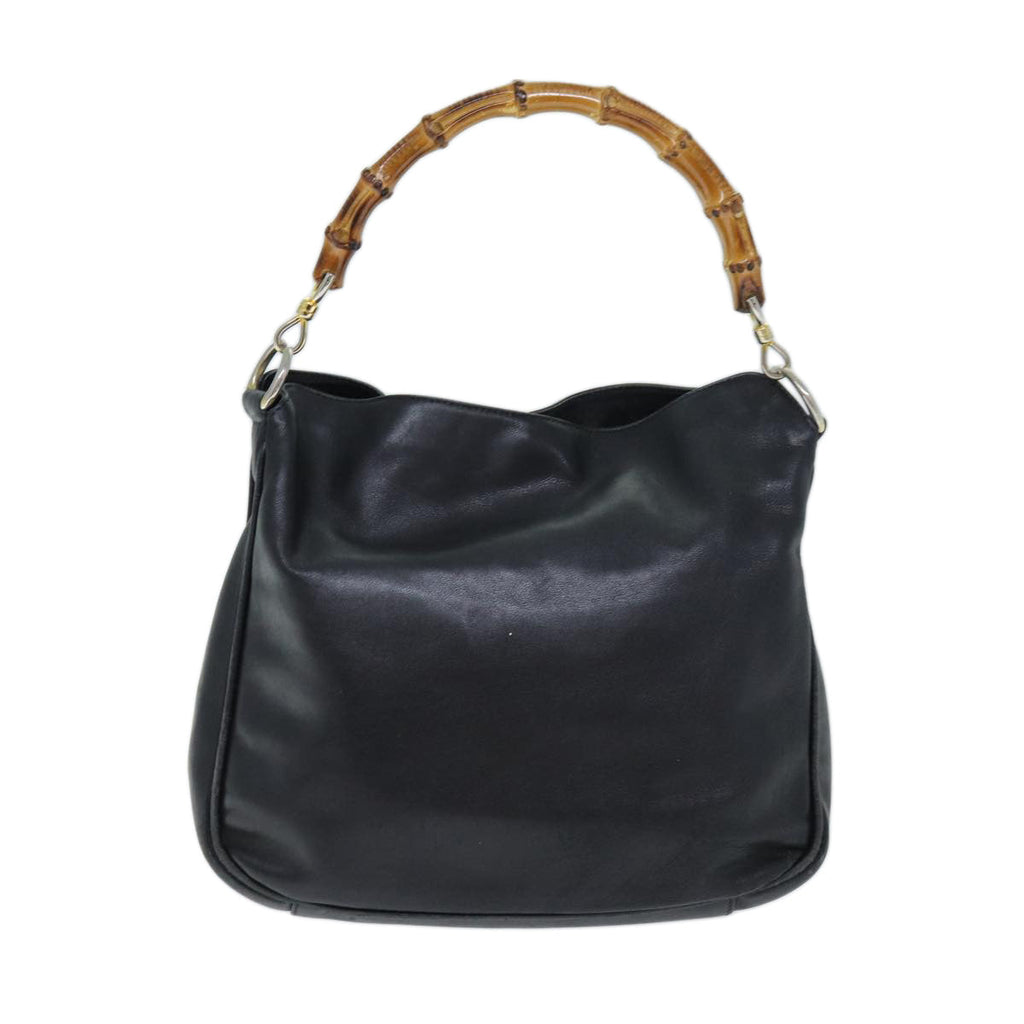 GUCCI Bamboo Shoulder Bag Leather 2way Black 73164