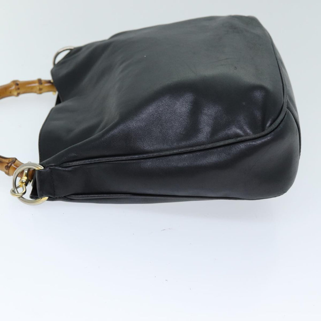 GUCCI Bamboo Shoulder Bag Leather 2way Black 73164