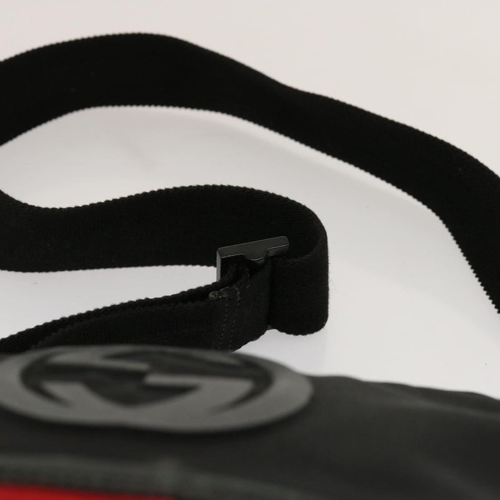 GUCCI Web Sherry Line Shoulder Bag Nylon Black Red Green 181061 73226