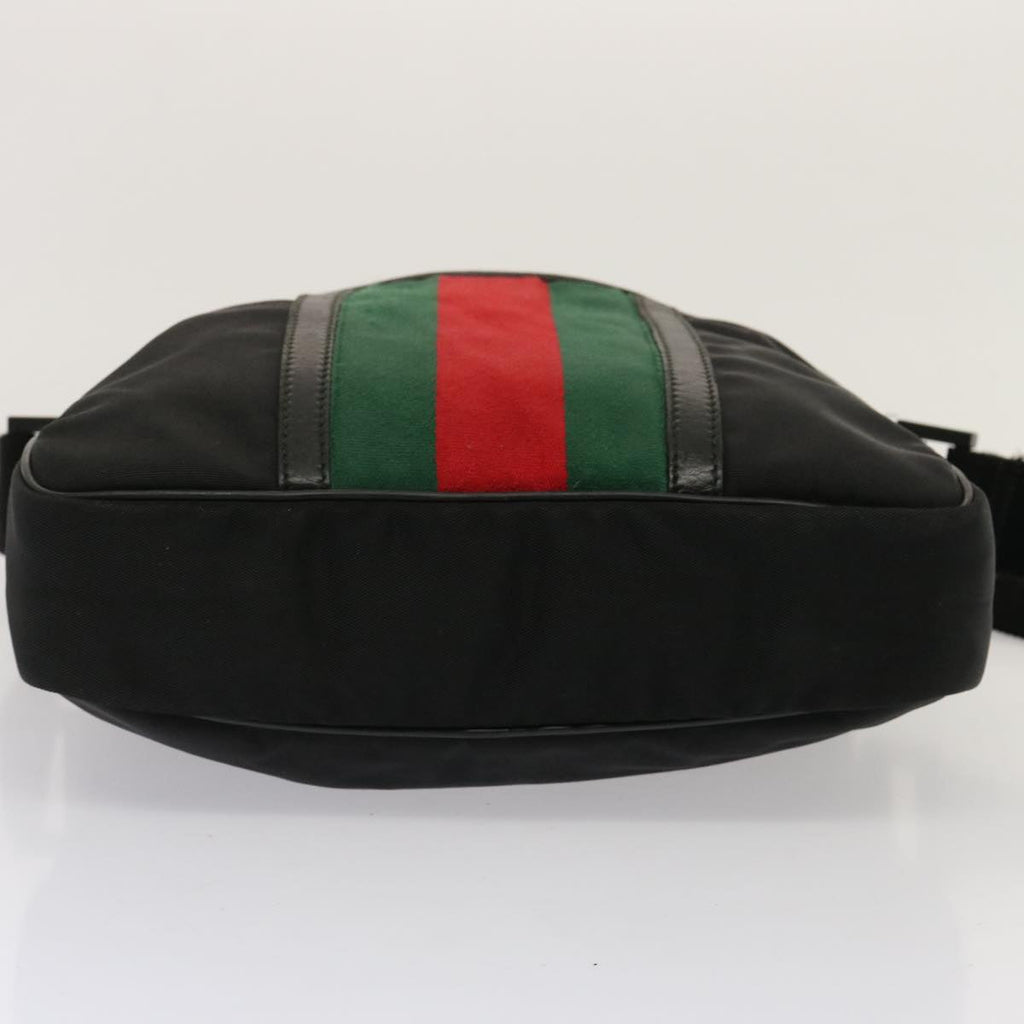 GUCCI Web Sherry Line Shoulder Bag Nylon Black Red Green 181061 73226