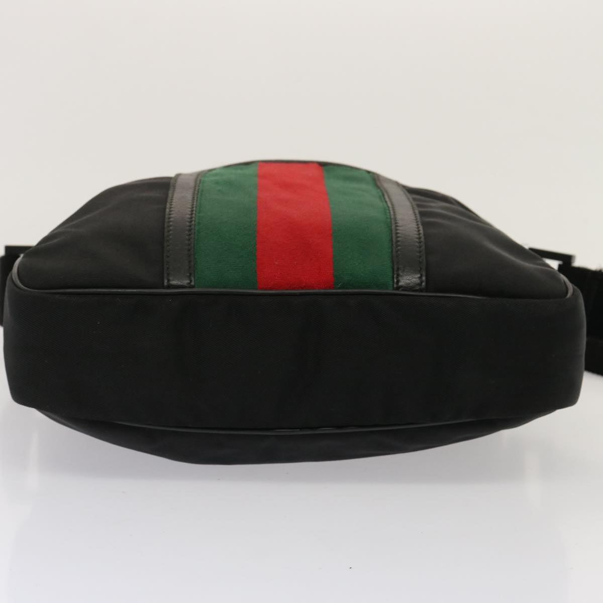 GUCCI Web Sherry Line Shoulder Bag Nylon Black Red Green 181061 73226