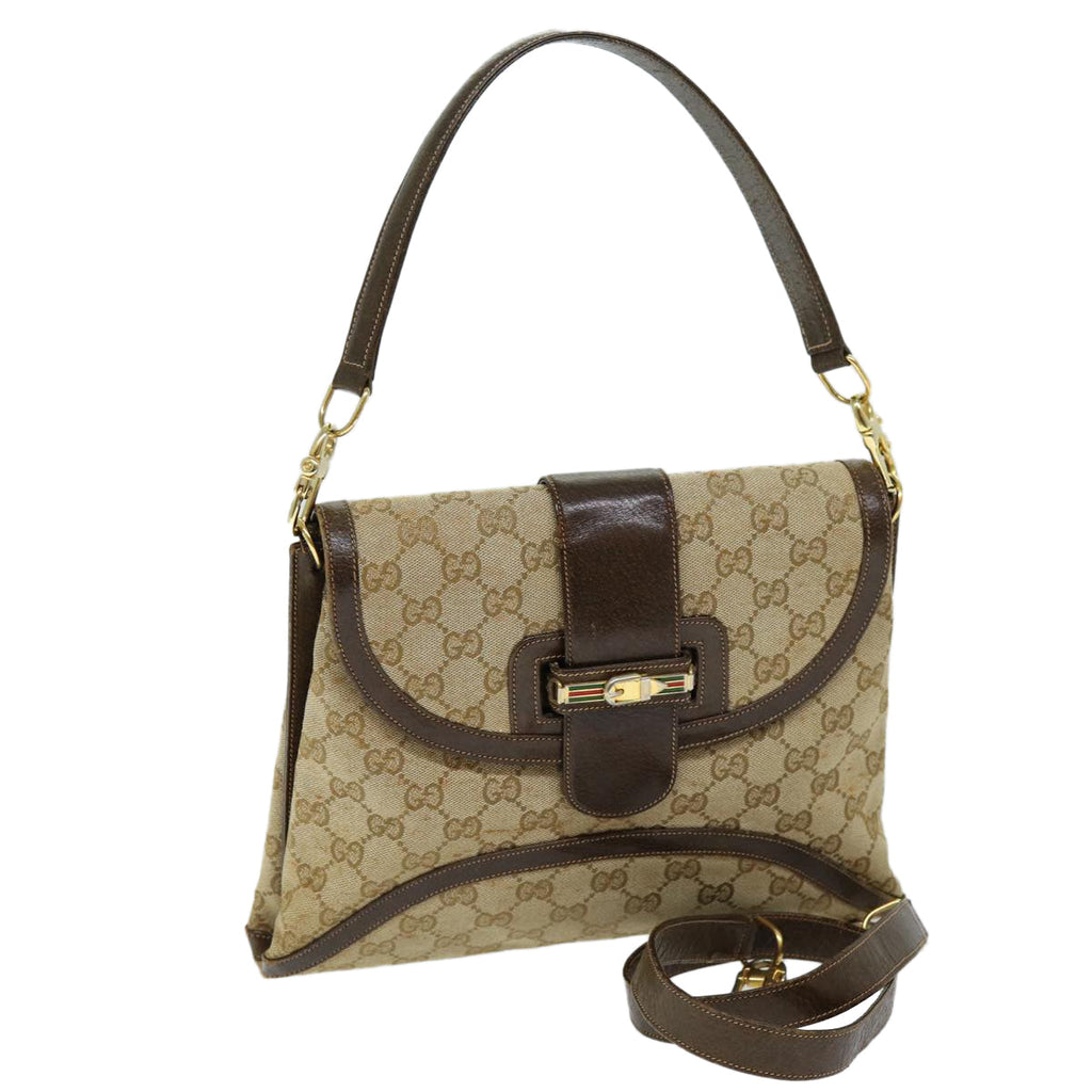 GUCCI GG Canvas Shoulder Bag 2way Beige 73227