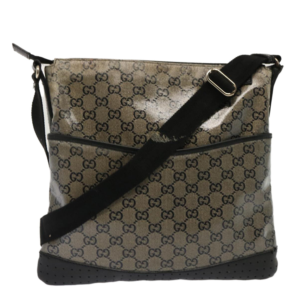 GUCCI GG Crystal Shoulder Bag Black Beige 145857 73231