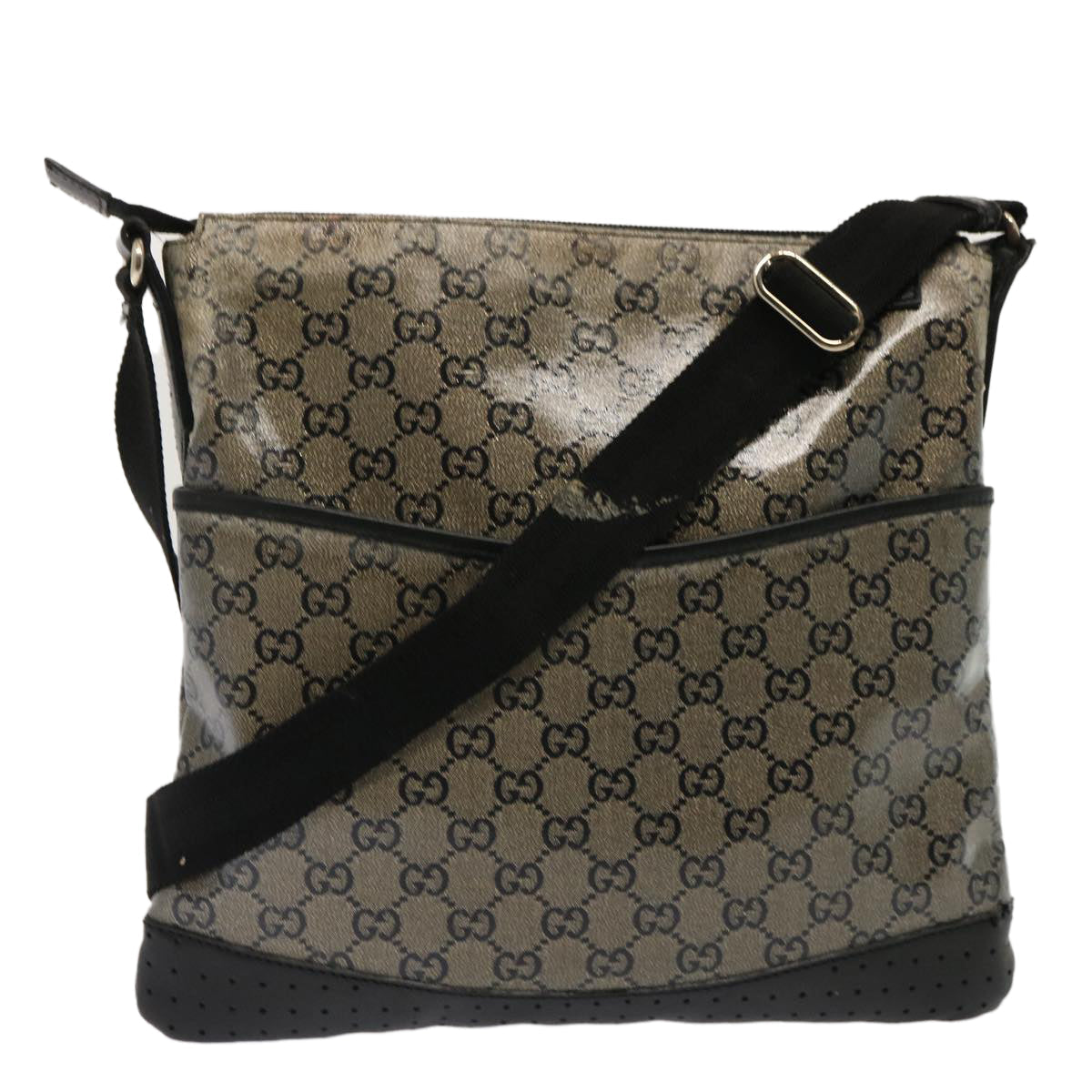 GUCCI GG Crystal Shoulder Bag Black Beige 145857 73231