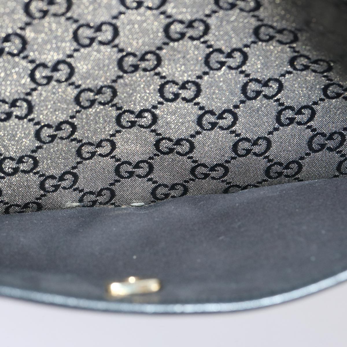 GUCCI GG Crystal Shoulder Bag Black Beige 145857 73231