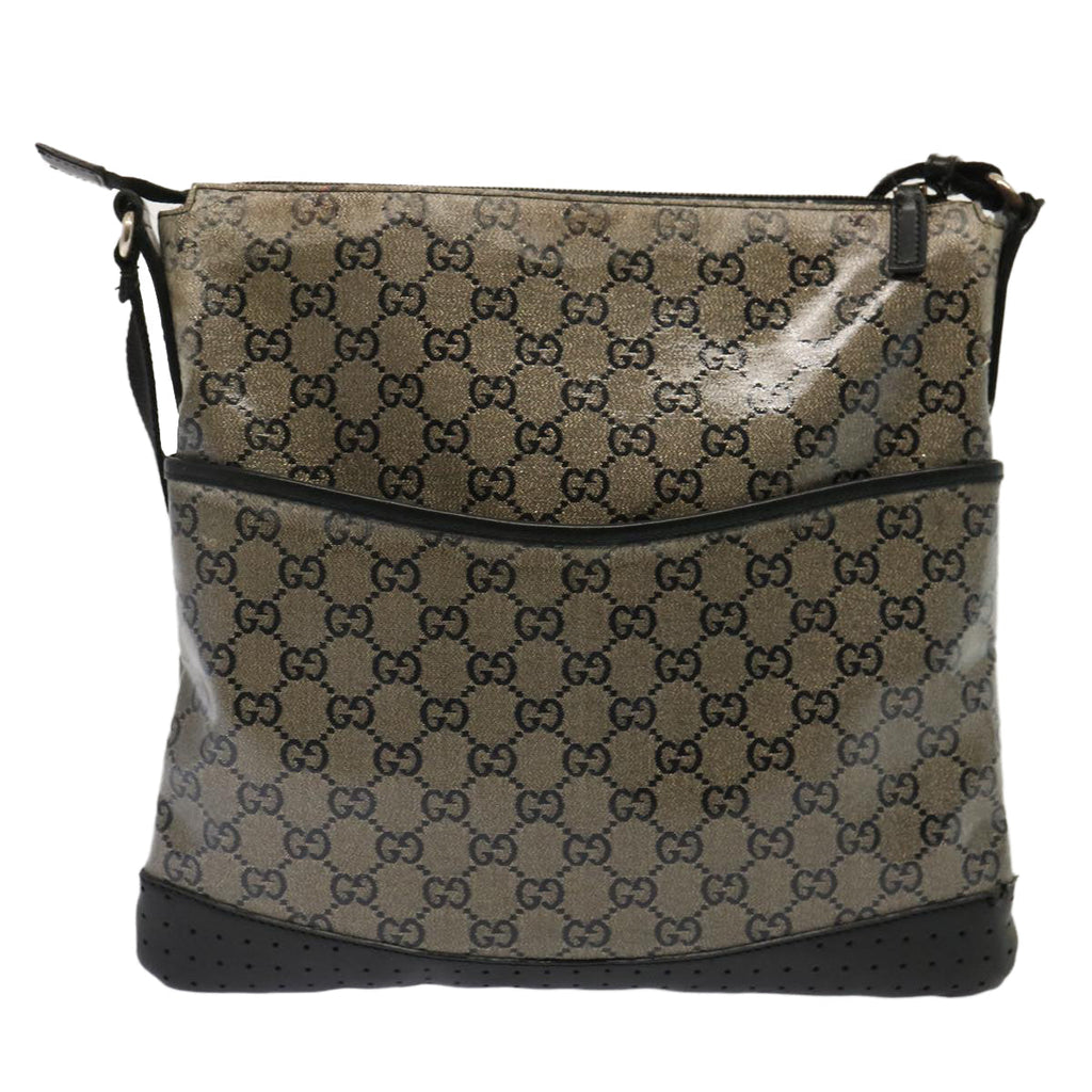 GUCCI GG Crystal Shoulder Bag Black Beige 145857 73231