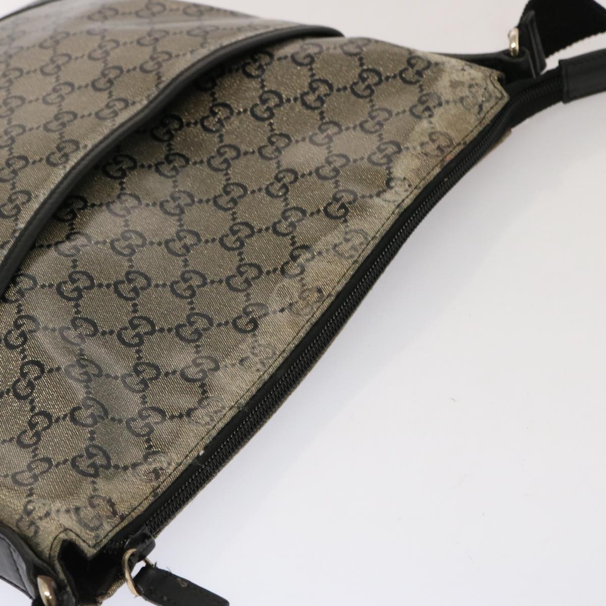 GUCCI GG Crystal Shoulder Bag Black Beige 145857 73231