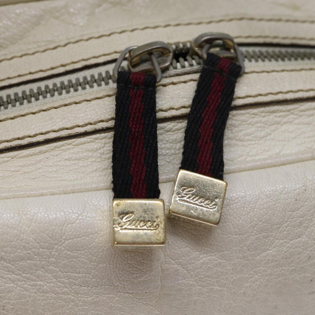 GUCCI Sherry Line Shoulder Bag Leather Red White Navy 161720 73234