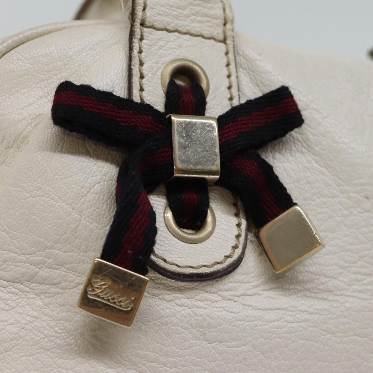 GUCCI Sherry Line Shoulder Bag Leather Red White Navy 161720 73234