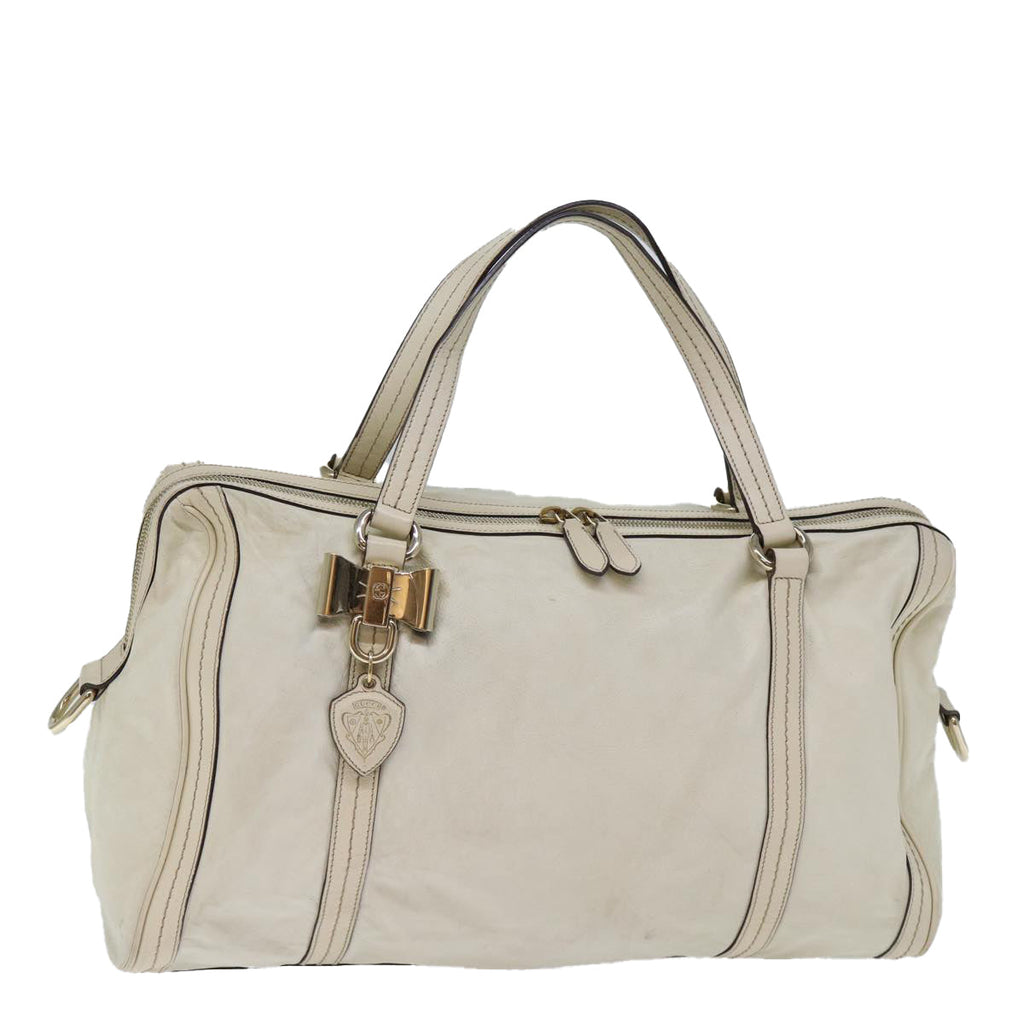 GUCCI Hand Bag Leather White 181488 73235