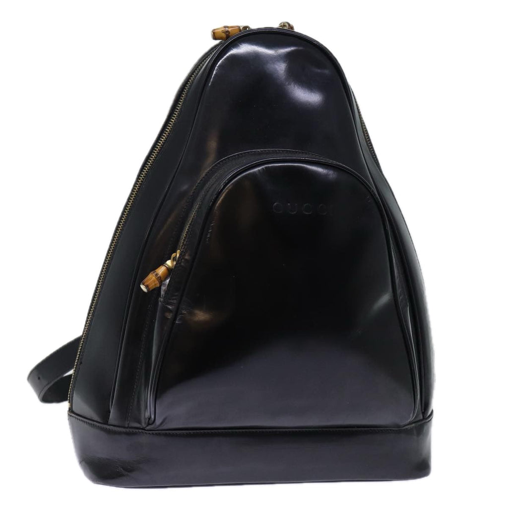 GUCCI Bamboo Body Bag Patent leather Black 73357