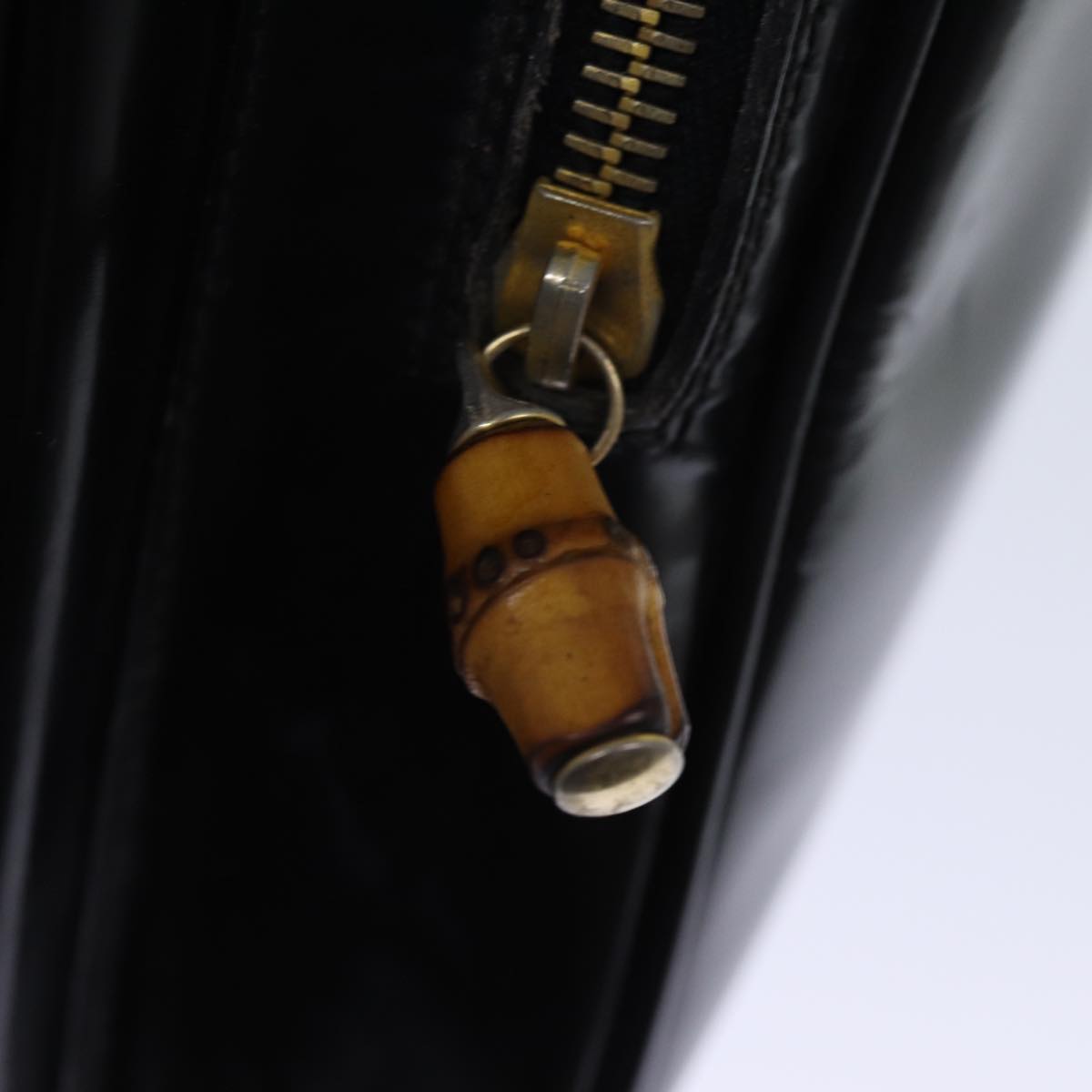 GUCCI Bamboo Body Bag Patent leather Black 73357