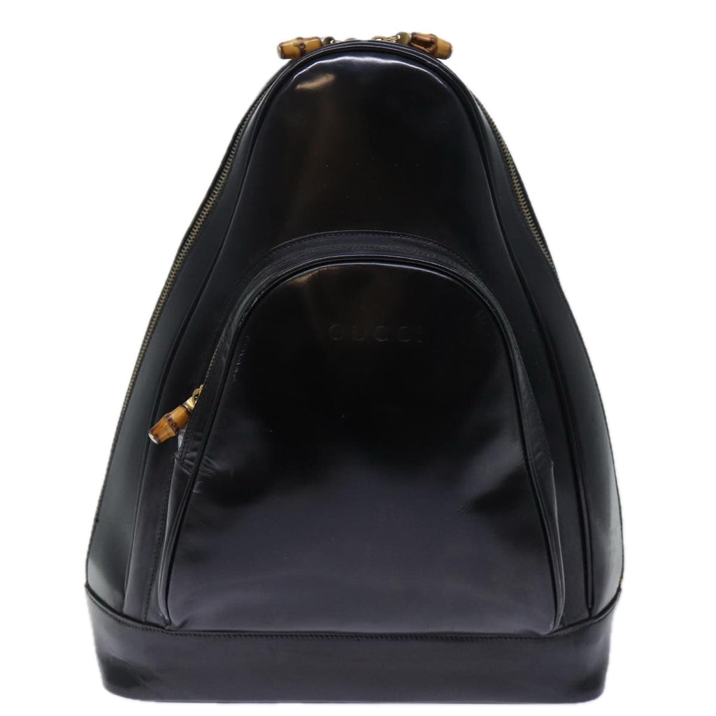 GUCCI Bamboo Body Bag Patent leather Black 73357