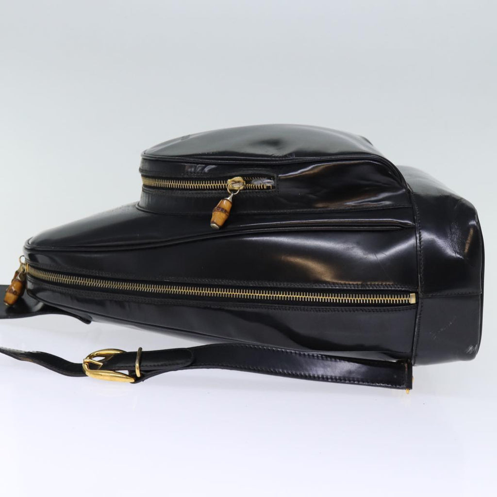 GUCCI Bamboo Body Bag Patent leather Black 73357