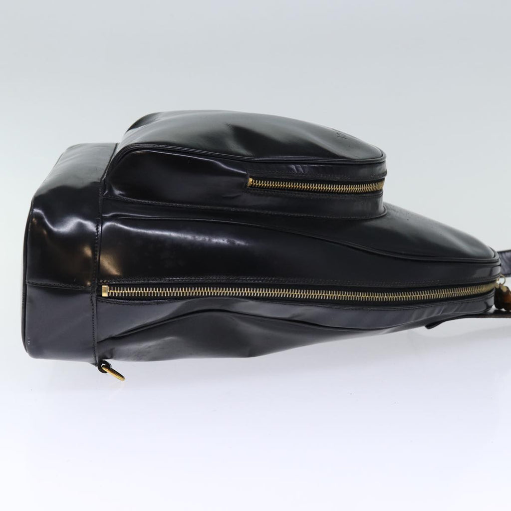 GUCCI Bamboo Body Bag Patent leather Black 73357