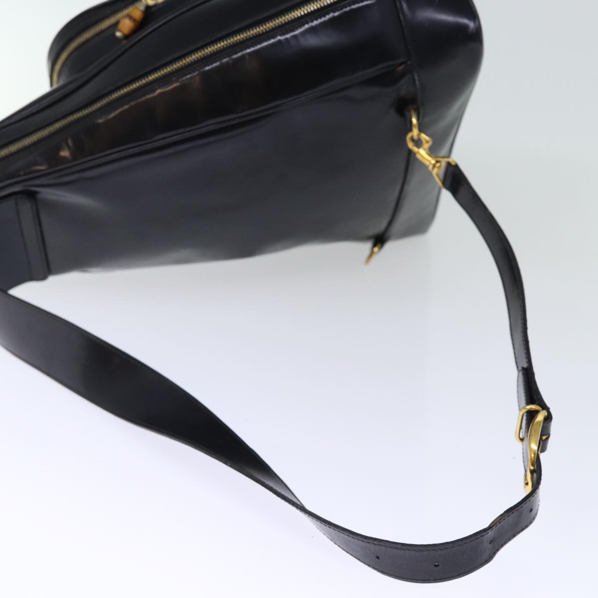 GUCCI Bamboo Body Bag Patent leather Black 73357