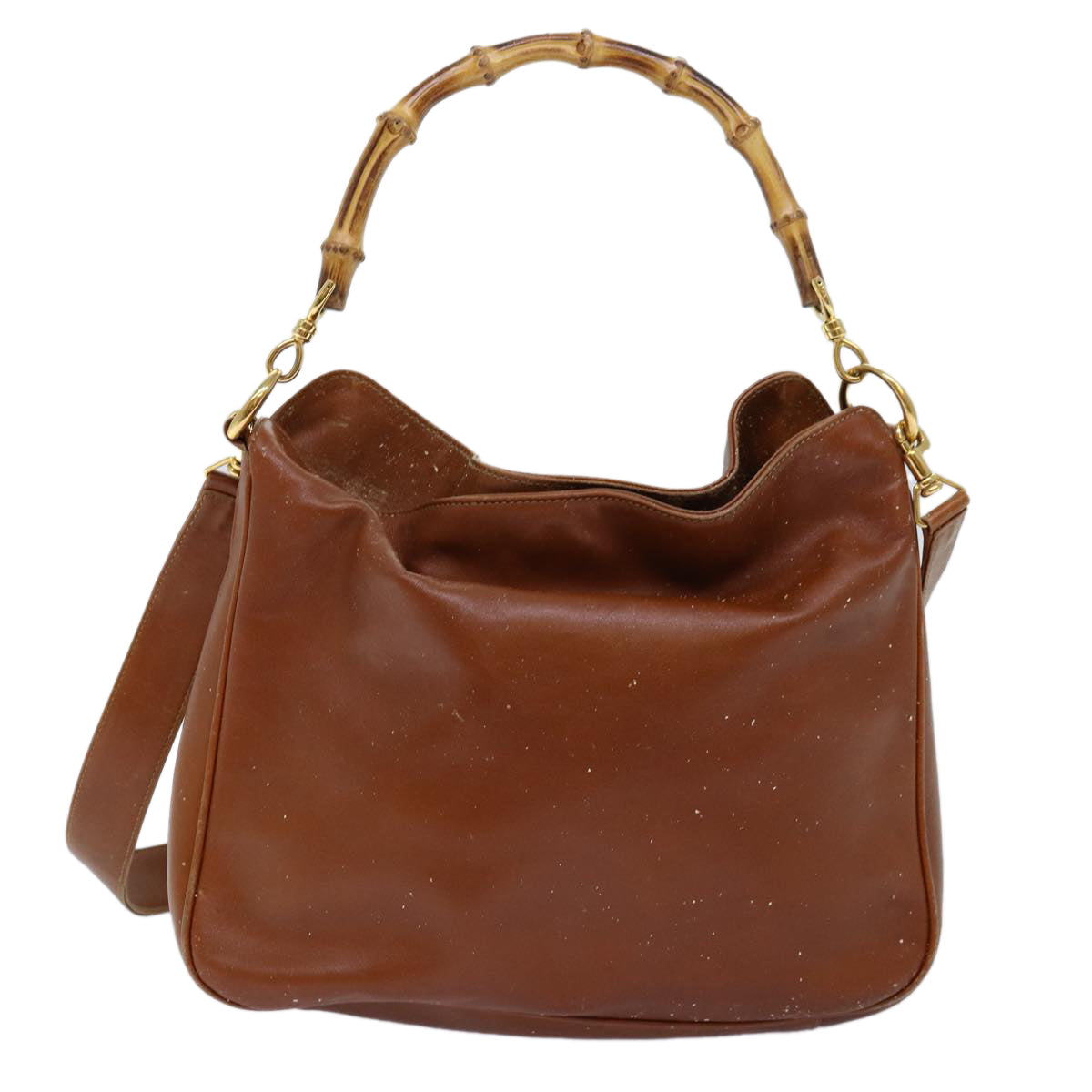 GUCCI Bamboo Shoulder Bag Leather 2way Brown 001 0166 1638 73358