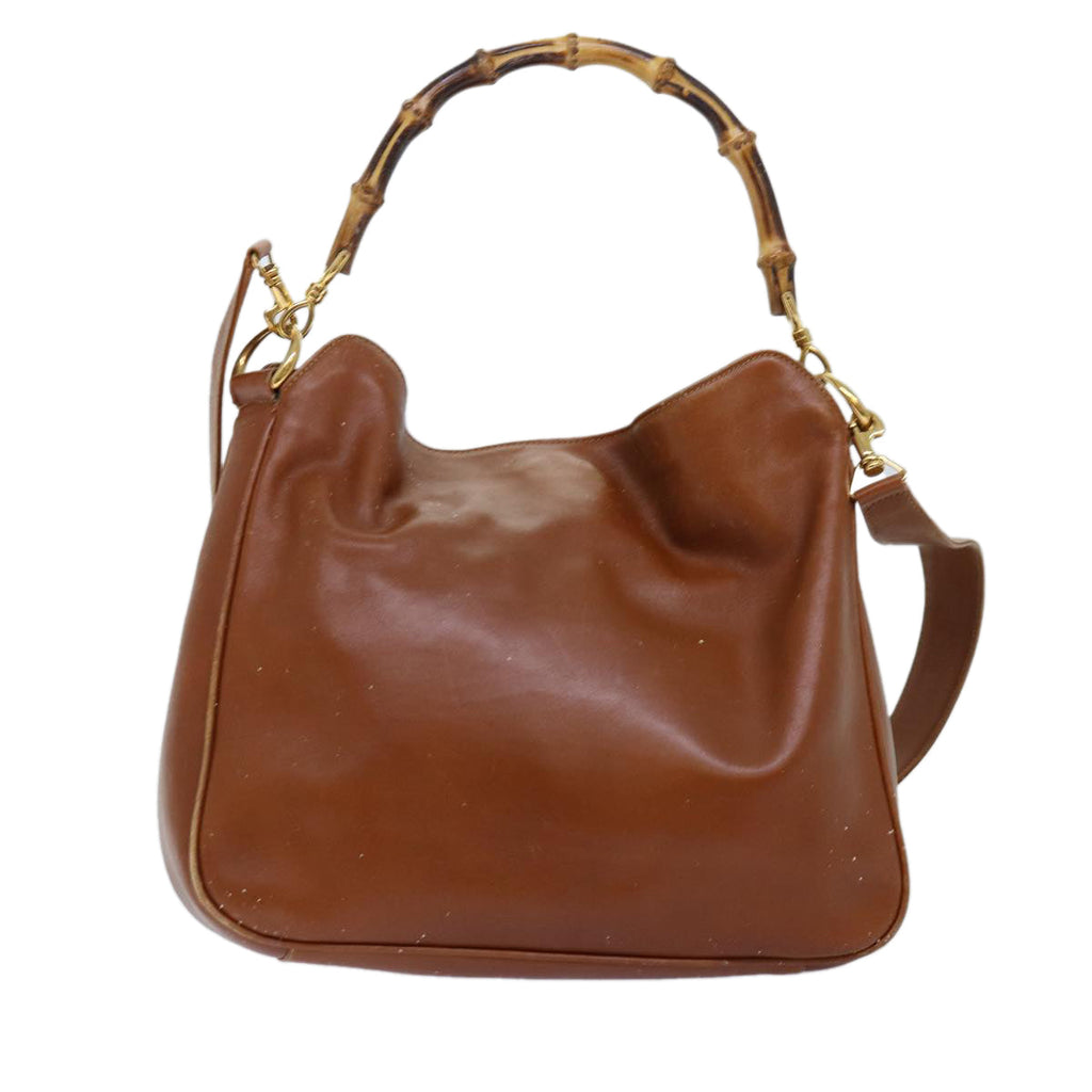 GUCCI Bamboo Shoulder Bag Leather 2way Brown 001 0166 1638 73358