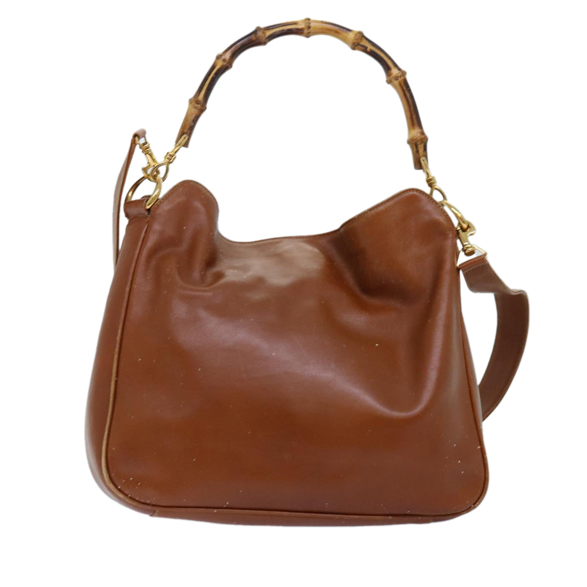 GUCCI Bamboo Shoulder Bag Leather 2way Brown 001 0166 1638 73358