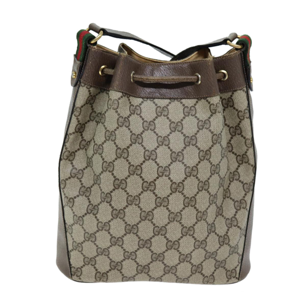 GUCCI GG Supreme Web Sherry Line Shoulder Bag PVC Beige 14 02 034 73361