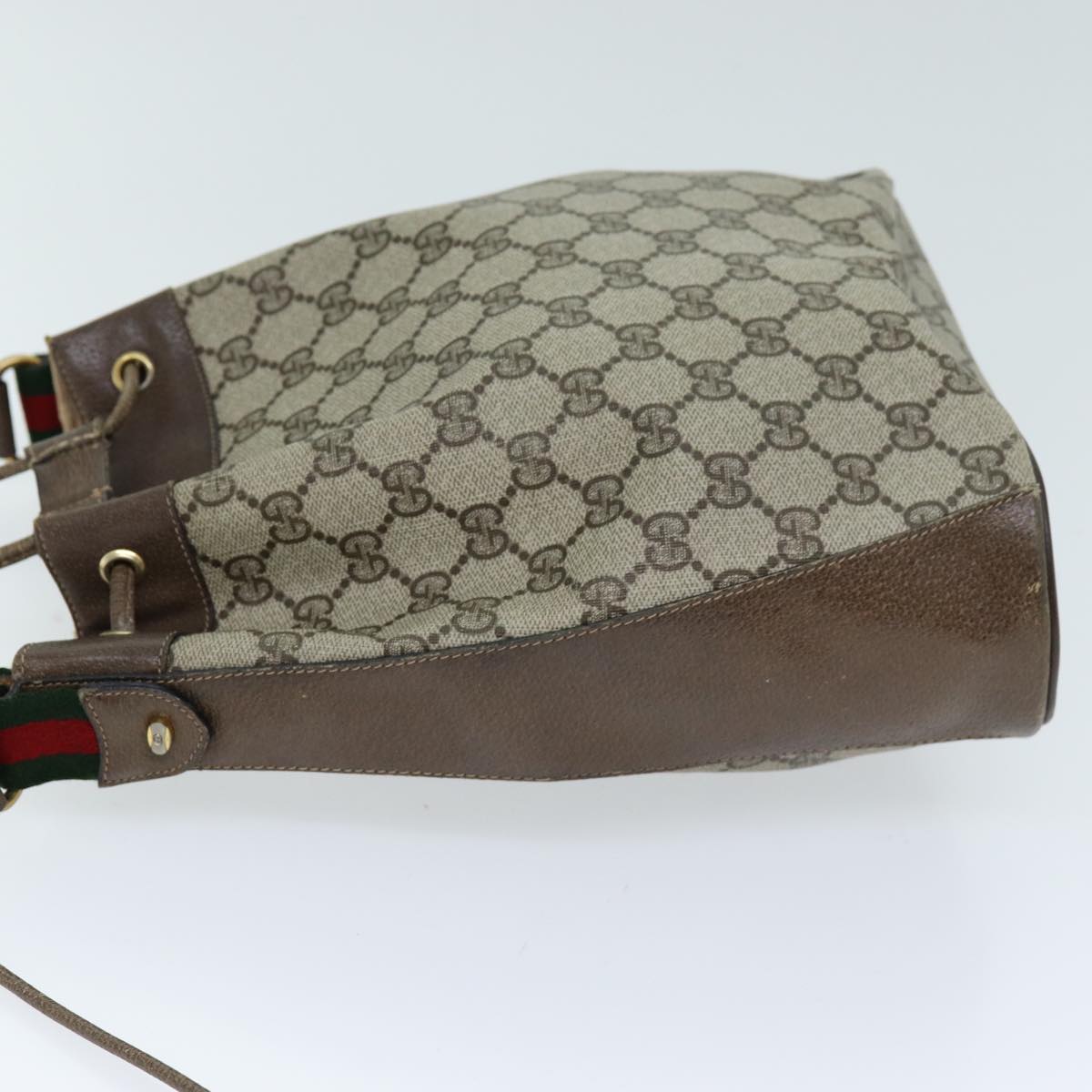 GUCCI GG Supreme Web Sherry Line Shoulder Bag PVC Beige 14 02 034 73361