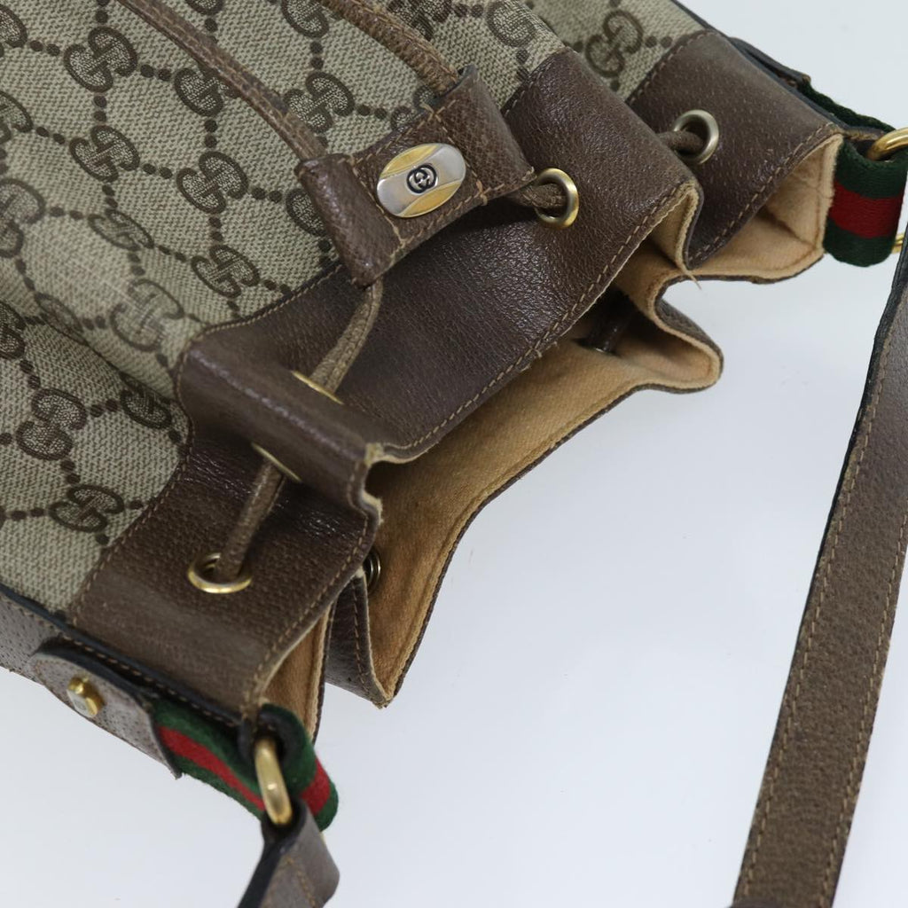 GUCCI GG Supreme Web Sherry Line Shoulder Bag PVC Beige 14 02 034 73361