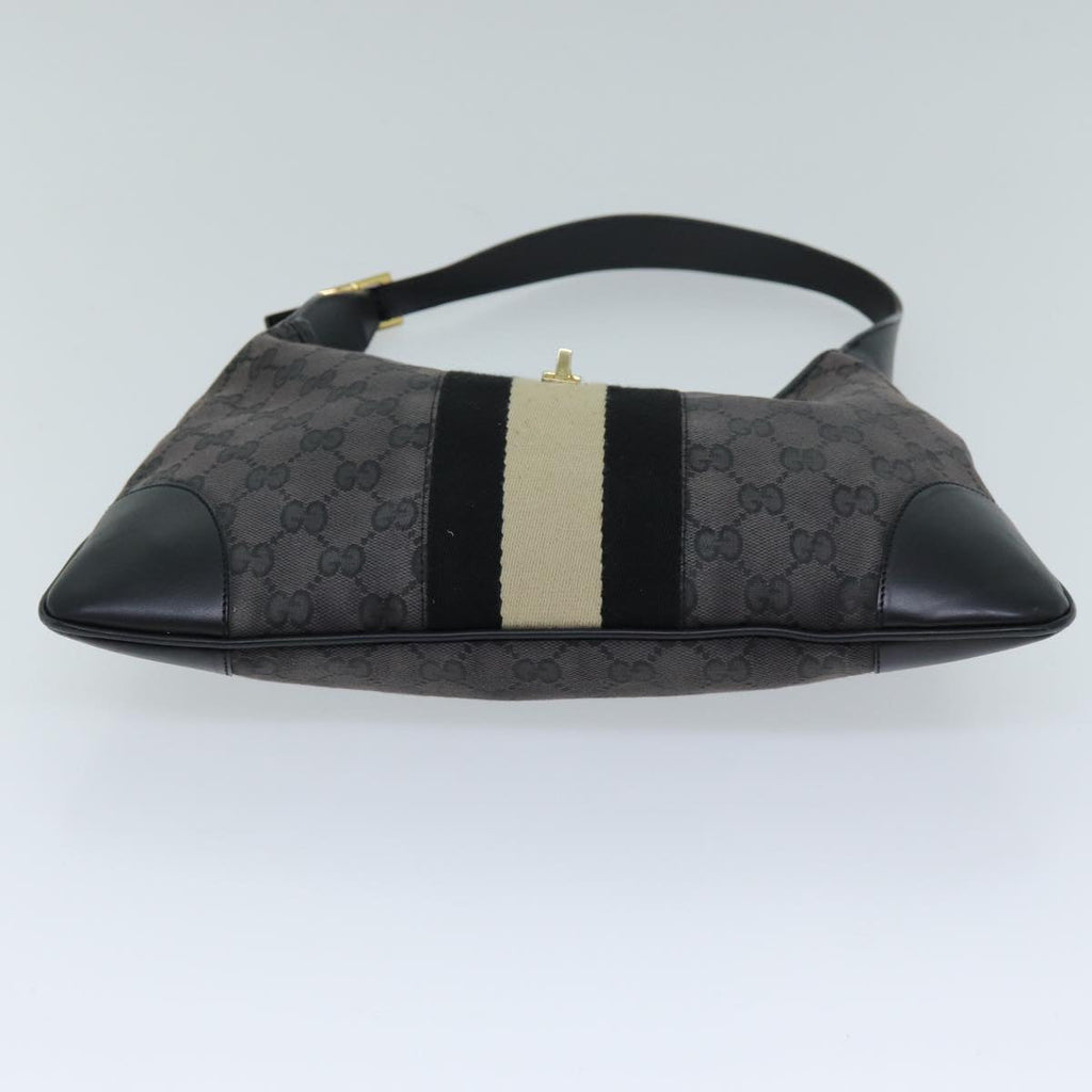 GUCCI GG Canvas Sherry Line Jackie Shoulder Bag Black White 001 4057 73366