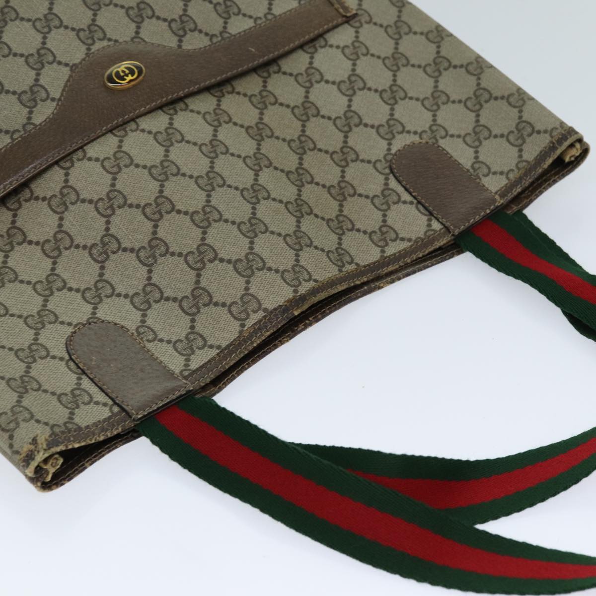 GUCCI GG Supreme Web Sherry Line Tote Bag Beige Red Green 39 02 003 73367