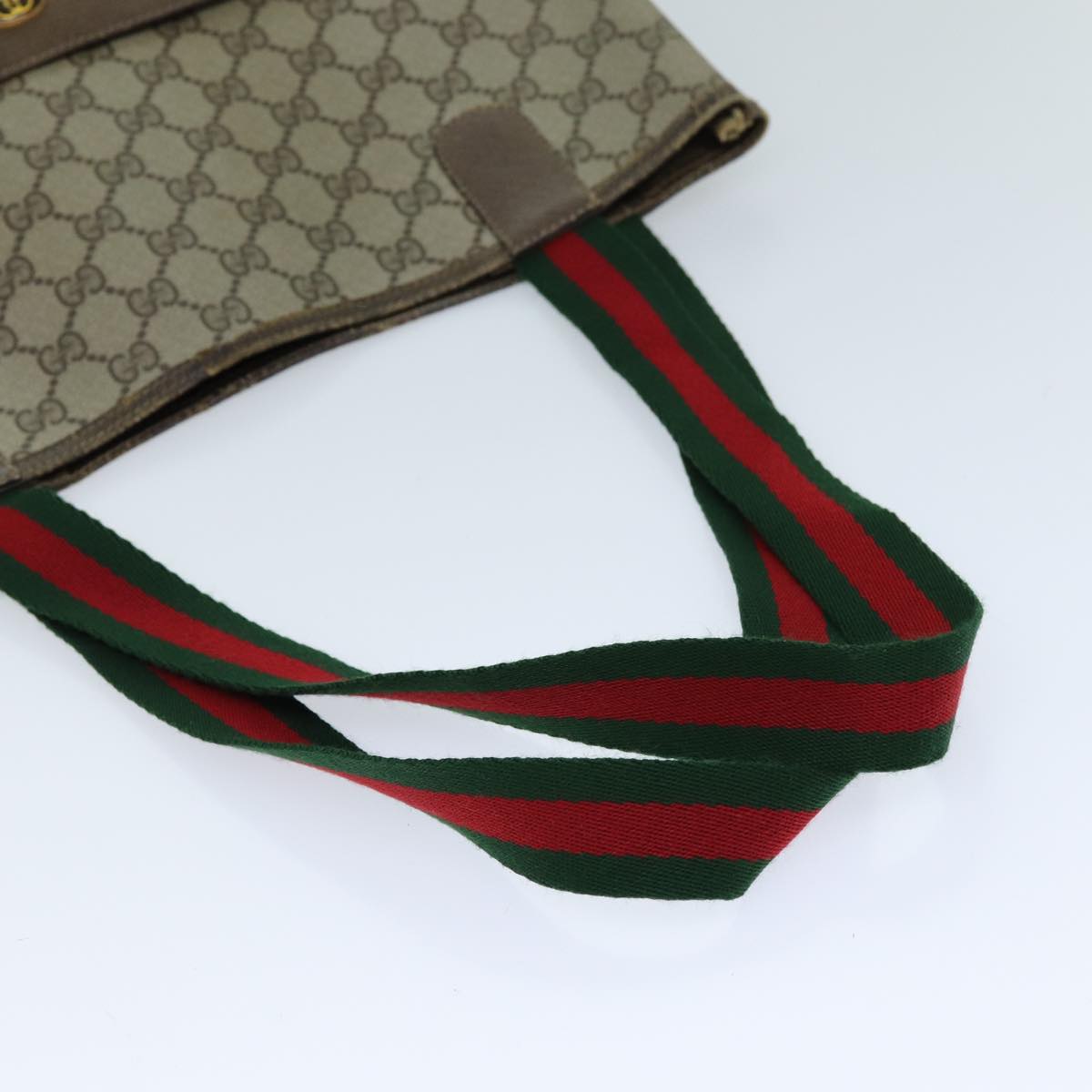 GUCCI GG Supreme Web Sherry Line Tote Bag Beige Red Green 39 02 003 73367