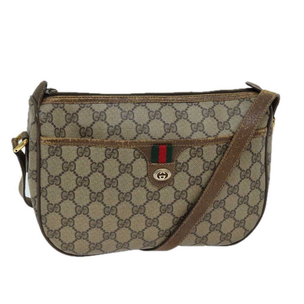 GUCCI GG Supreme Web Sherry Line Shoulder Bag PVC Beige 89 02 077 73369