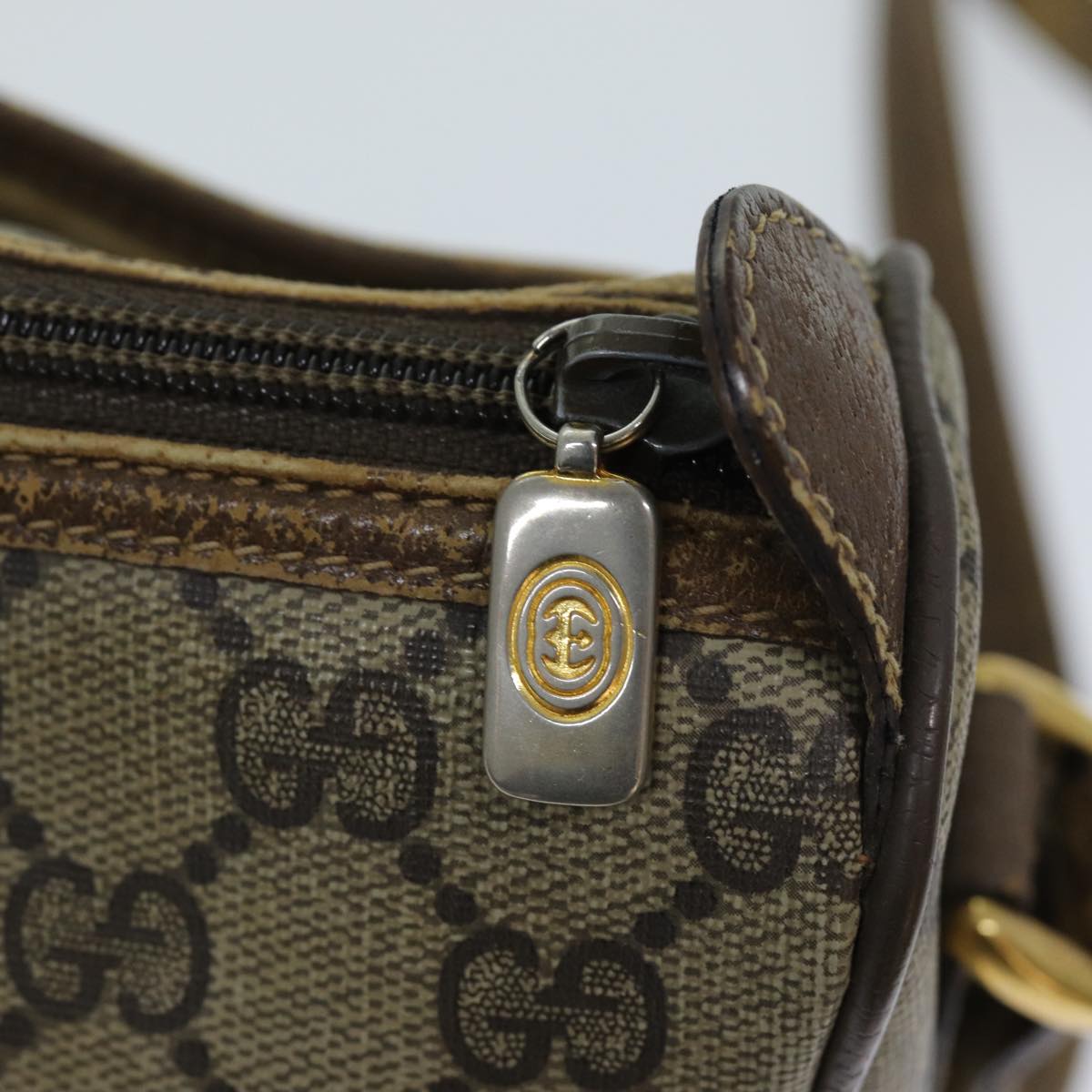 GUCCI GG Supreme Web Sherry Line Shoulder Bag PVC Beige 89 02 077 73369