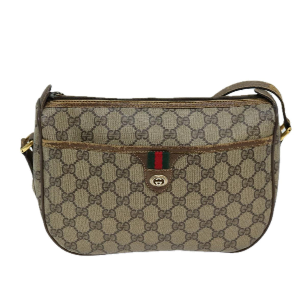 GUCCI GG Supreme Web Sherry Line Shoulder Bag PVC Beige 89 02 077 73369