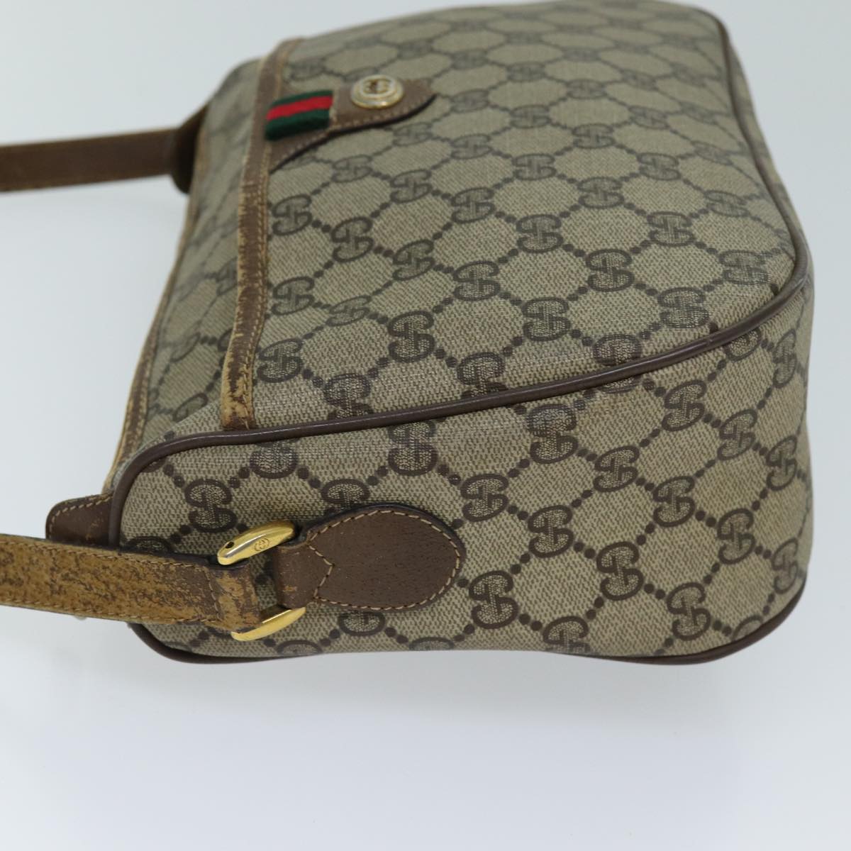 GUCCI GG Supreme Web Sherry Line Shoulder Bag PVC Beige 89 02 077 73369