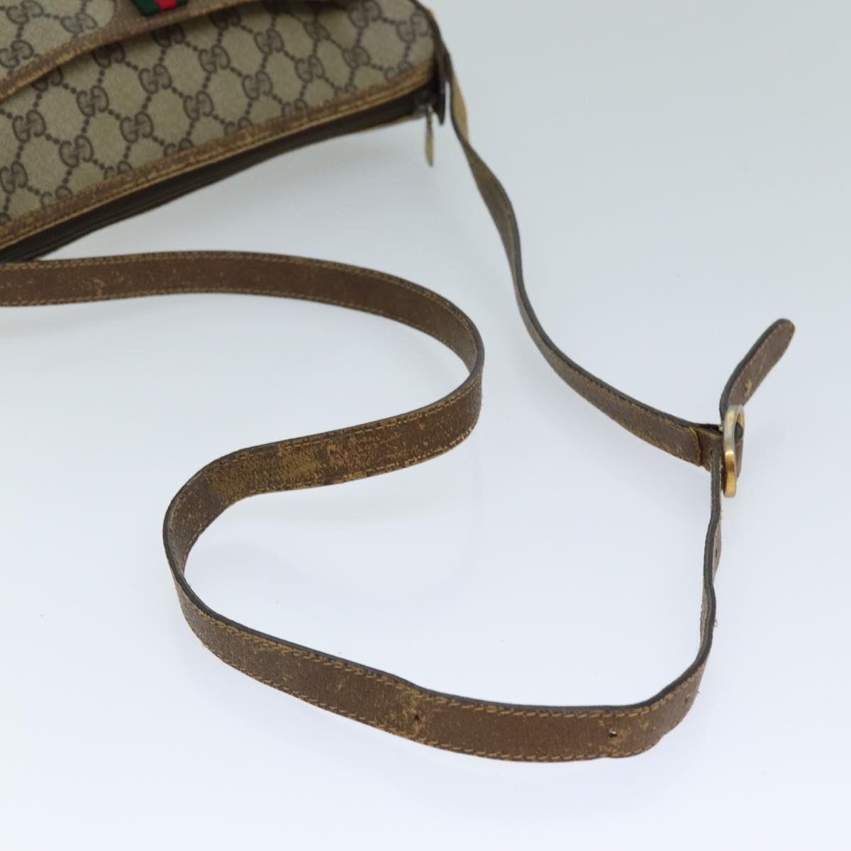 GUCCI GG Supreme Web Sherry Line Shoulder Bag PVC Beige 89 02 077 73369
