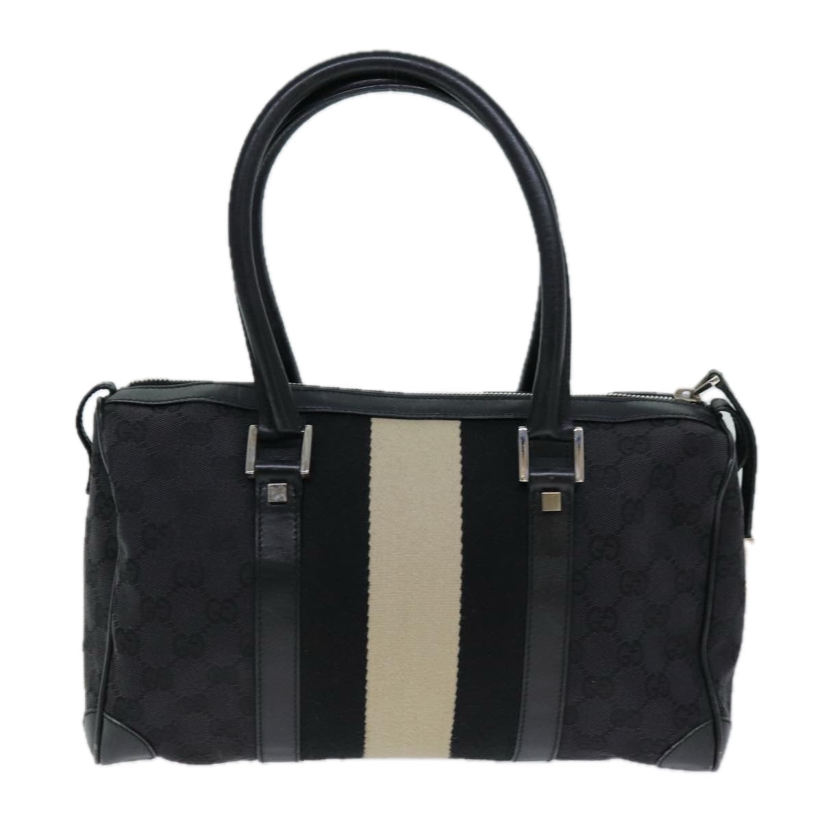 GUCCI GG Canvas Sherry Line Hand Bag White Black 000 0851 73370
