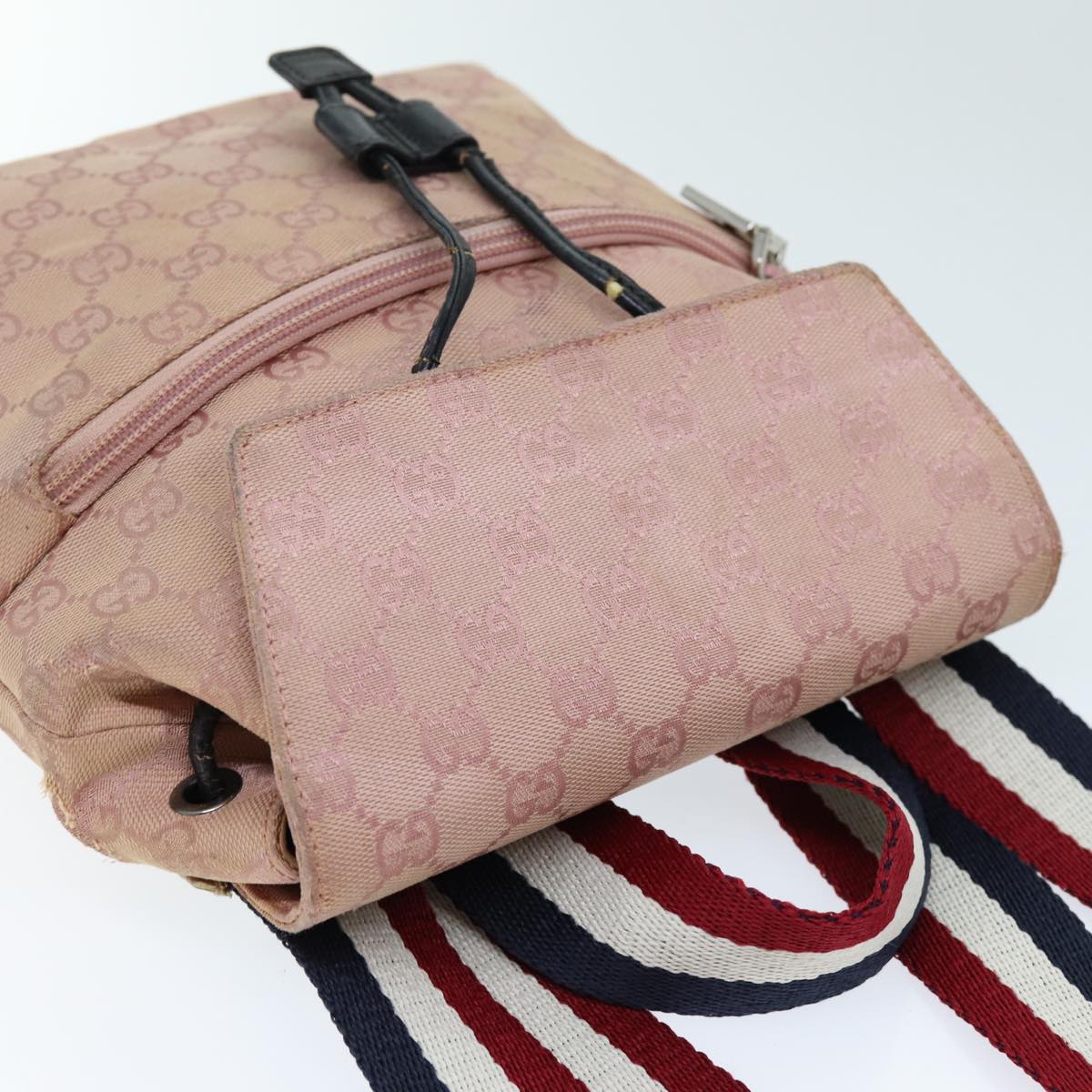 GUCCI GG Canvas Sherry Line Backpack Pink Red Navy 003 0242 73372