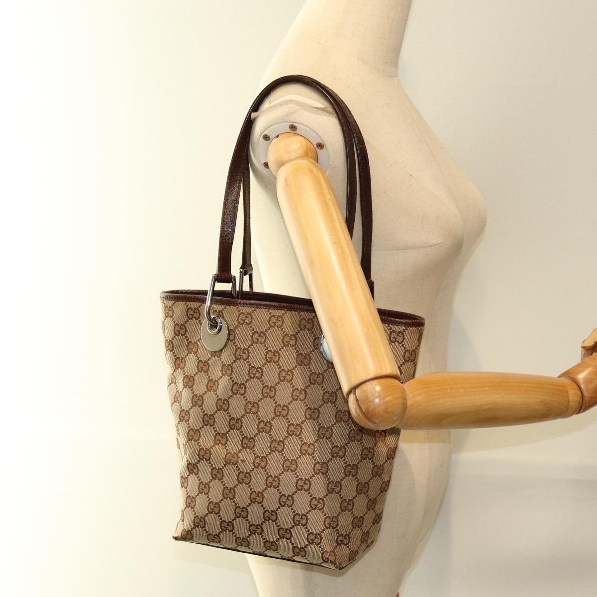 GUCCI GG Canvas Tote Bag Beige 120840 73375