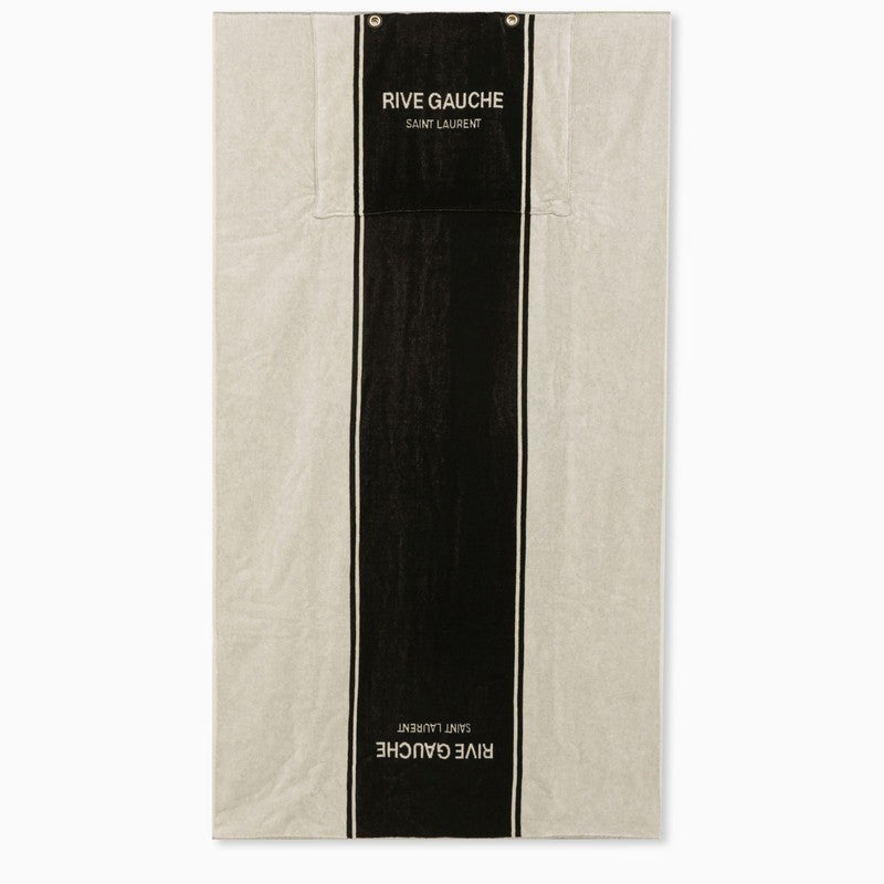 Saint Laurent Rive Gauche Tote In Black And White Terry Cloth Women