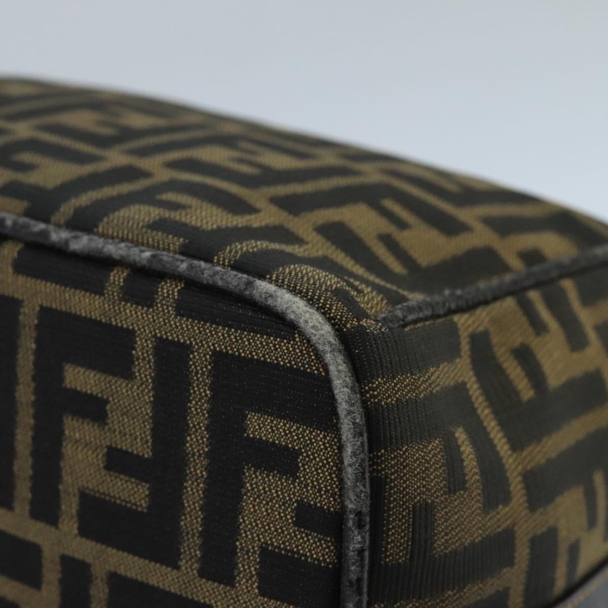 FENDI Zucca Canvas Hand Bag Brown Black Gold 73582
