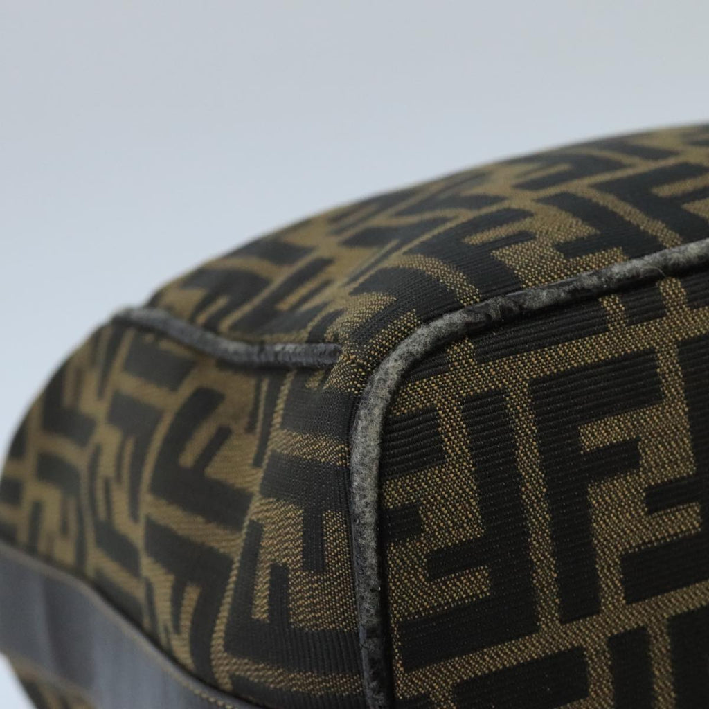 FENDI Zucca Canvas Hand Bag Brown Black Gold 73582