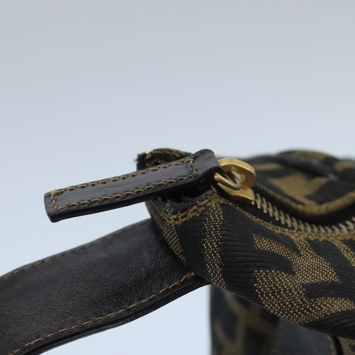 FENDI Zucca Canvas Hand Bag Brown Black Gold 73582