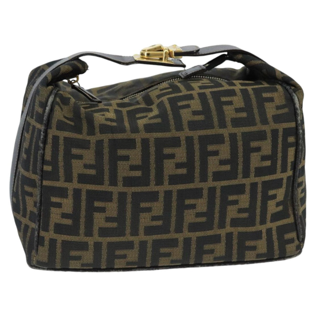 FENDI Zucca Canvas Hand Bag Brown Black Gold 73582