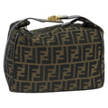 FENDI Zucca Canvas Hand Bag Brown Black Gold 73582